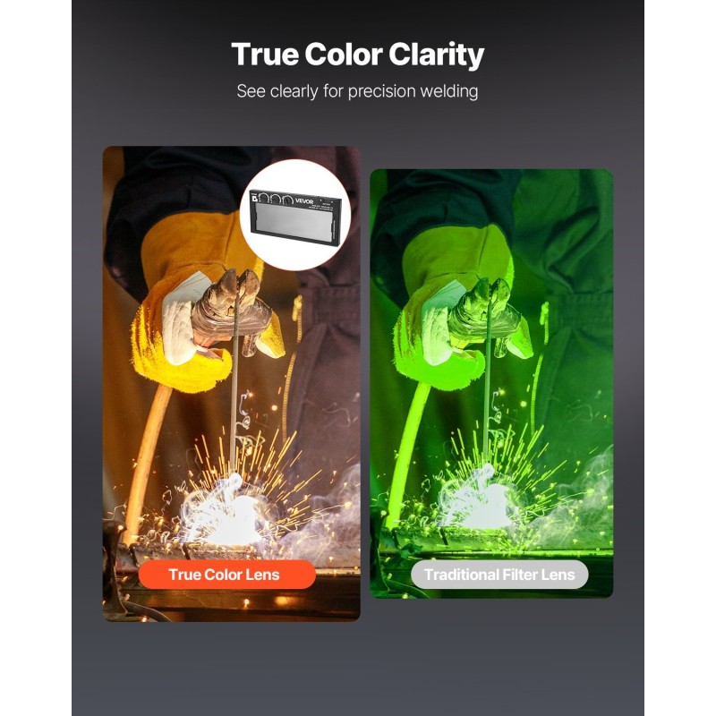 Automaattisesti tummuva kultapinnoitettu hitsauslinssi luonnollinen värintoisto 108 x 51 mm 5–13