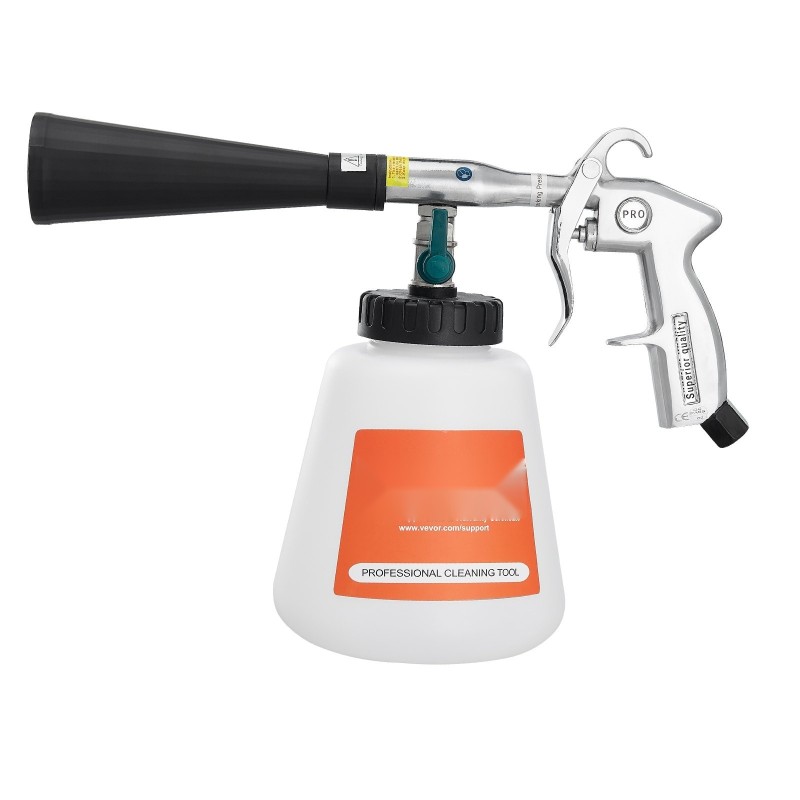 Korkeapaineinen paineilmakäyttöinen puhdistuspyssy yhden litran säiliöllä kahdella suuttimella
