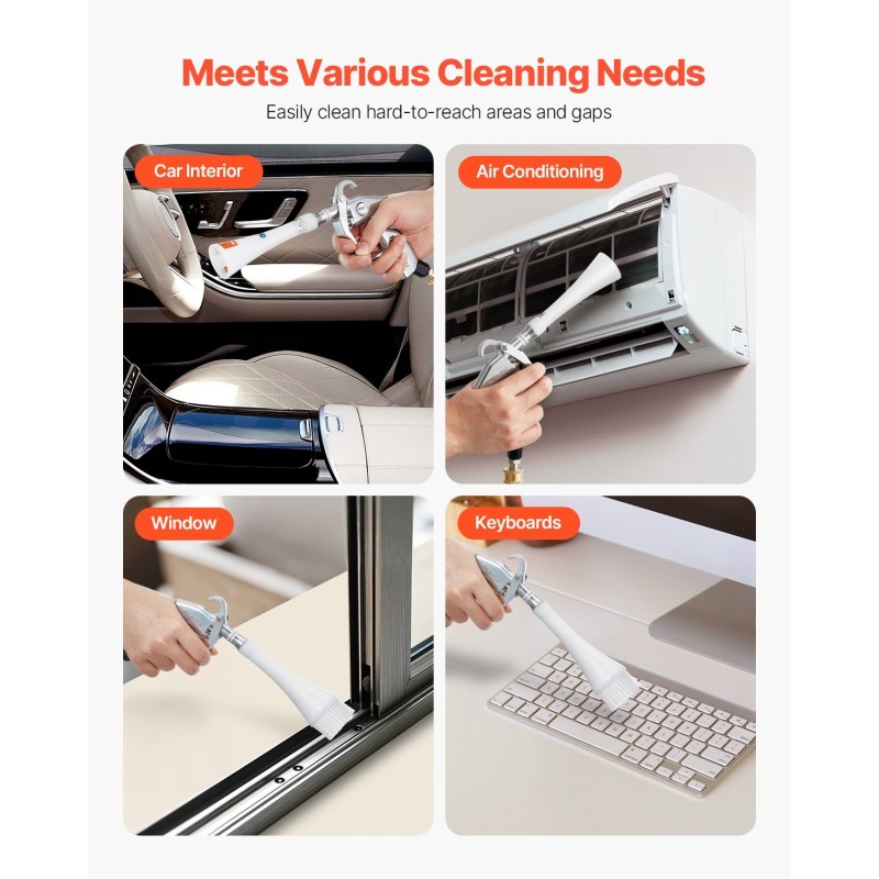 Paineilmatoiminen korkeapainepuhdistuspistooli autoille 6–9,2 bar 360 asteen pyörivä kaksisuuttiminen 1/4 NPT-liitäntä