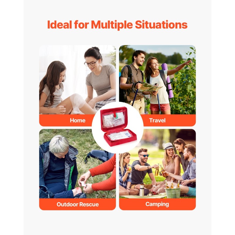 Ensiapulaukku 600D-nailon 420-osainen kompaktikokoinen kotiin ja retkeilyyn