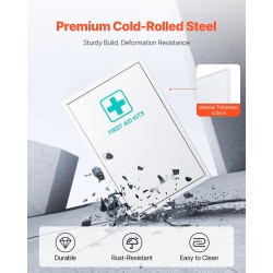 Seinälle asennettava metallinen ensiapukaappi kylmävalssattu teräs 3 hyllyä 1000 ensiaputarviketta