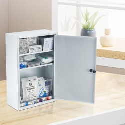 Seinälle asennettava metallinen ensiapukaappi kylmävalssattu teräs 3 hyllyä 1000 ensiaputarviketta