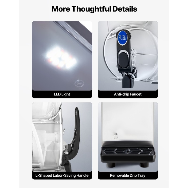 Jääjuomakone ruostumatonta terästä viidentoista litran säiliöllä ammattilaiskäyttöön