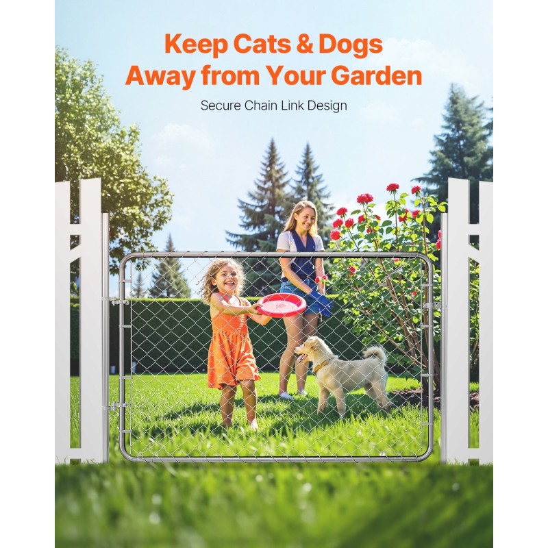 Ketjuaitaportti sinkitty teräs säädettävä leveys 67–183 cm puutarha piha maatila