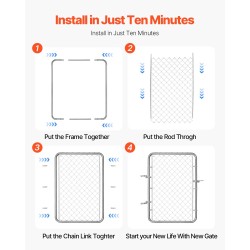 Ketjuaidan porttipaneeli galvanoitu Q235-metalli säädettävä leveys 61–183 cm korkeus 117 cm