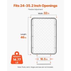 Ketjuaidan porttipaneeli galvanoitu Q235-metalli säädettävä leveys 61–183 cm korkeus 117 cm