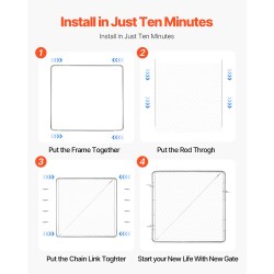 Ketjusilmäpihaportti galvanoitu teräs 183 x 178 cm tolpat eivät sisälly