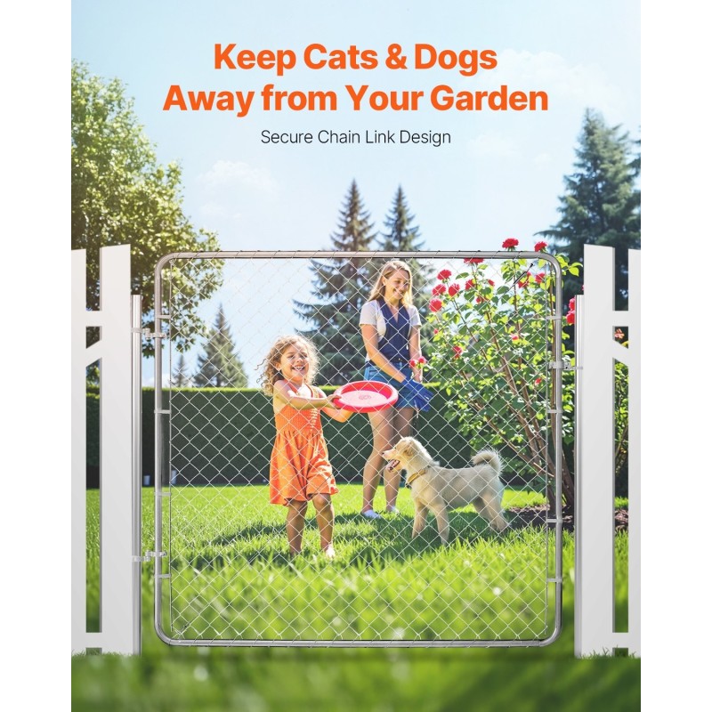 Ketjusilmäpihaportti galvanoitu teräs 183 x 178 cm tolpat eivät sisälly