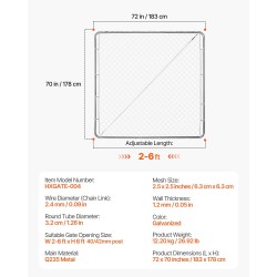 Ketjusilmäpihaportti galvanoitu teräs 183 x 178 cm tolpat eivät sisälly