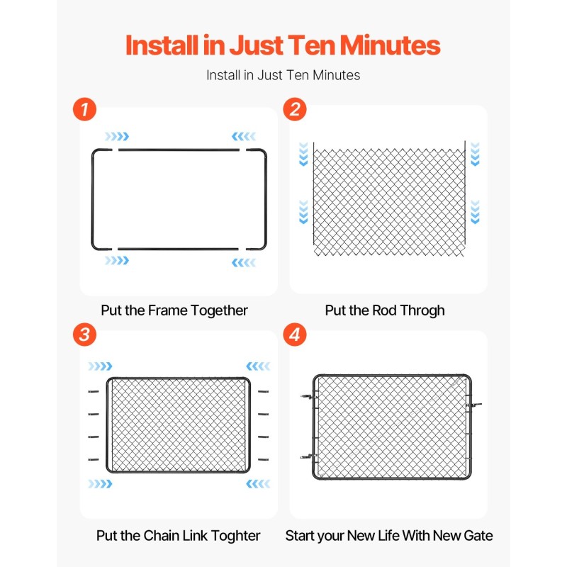 Ketjulankaportti galvanoitu teräs musta PVC-pinnoite säädettävä 183 cm puutarha