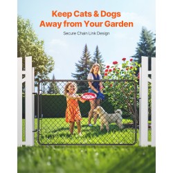 Ketjulankaportti galvanoitu teräs musta PVC-pinnoite säädettävä 183 cm puutarha