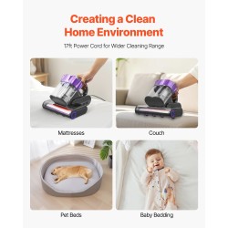 Patjapölynimuri 18KPa 650ml HEPA-suodattimella rullaharjalla tuoksutoiminnolla tekstiilien syväpuhdistukseen