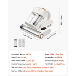 Patjapölynimuri 550W 18 kPa HEPA 650 ml lämmin ilma tuoksutoiminto