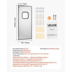Yksilehtinen kääntöovi 304 ruostumattomasta teräksestä 91,4 x 213,4 cm alumiinikenno