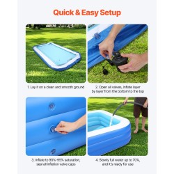 Täytettävä PVC-muovinen uima-allas 3000x1702x508 mm 3-ilmakmiolla 4–5 henkilölle