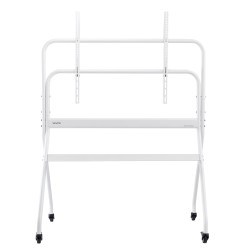 Manuaalinen teräslattiateline televisiolle 35 100 tuuman korkeussäädettävä pyörillä 90 kg kantavuus