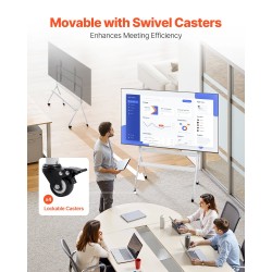 Manuaalinen teräslattiateline televisiolle 35–100 tuuman korkeussäädettävä pyörillä 90 kg kantavuus