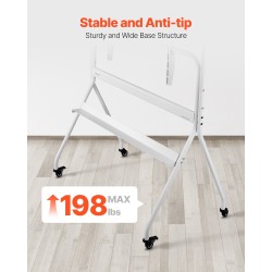 Manuaalinen teräslattiateline televisiolle 35–100 tuuman korkeussäädettävä pyörillä 90 kg kantavuus