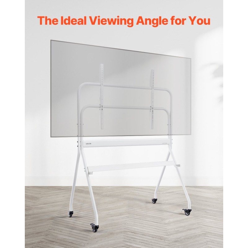 Manuaalinen teräslattiateline televisiolle 35–100 tuuman korkeussäädettävä pyörillä 90 kg kantavuus