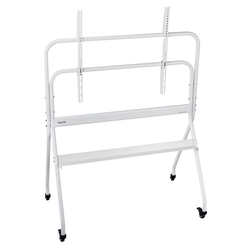 Manuaalinen teräslattiateline televisiolle 35–100 tuuman korkeussäädettävä pyörillä 90 kg kantavuus