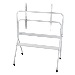 Manuaalinen teräslattiateline televisiolle 35–100 tuuman korkeussäädettävä pyörillä 90 kg kantavuus