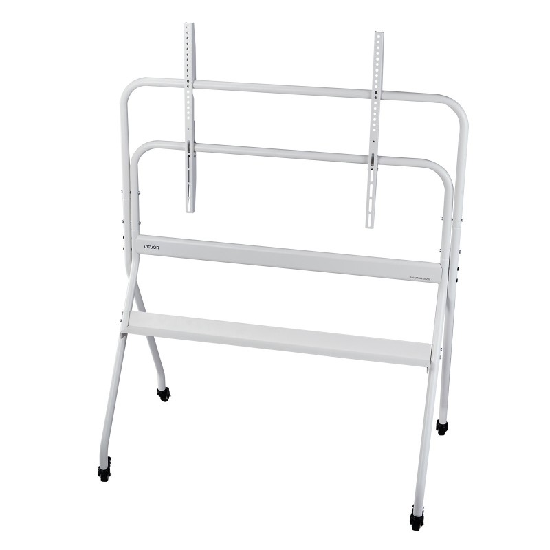 Manuaalinen teräslattiateline televisiolle 35–100 tuuman korkeussäädettävä pyörillä 90 kg kantavuus