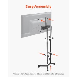 Lattiateline televisiolle teräsrakenne 32–65 tuumaa pyörillä kantavuus 40 kg