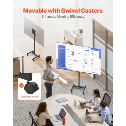 Lattialla seisova manuaalinen teräsrunkoinen televisioteline pyörillä 17–55 tuuman 20 kg kantavuus