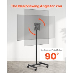 Lattialla seisova manuaalinen teräsrunkoinen televisioteline pyörillä 17–55 tuuman 20 kg kantavuus