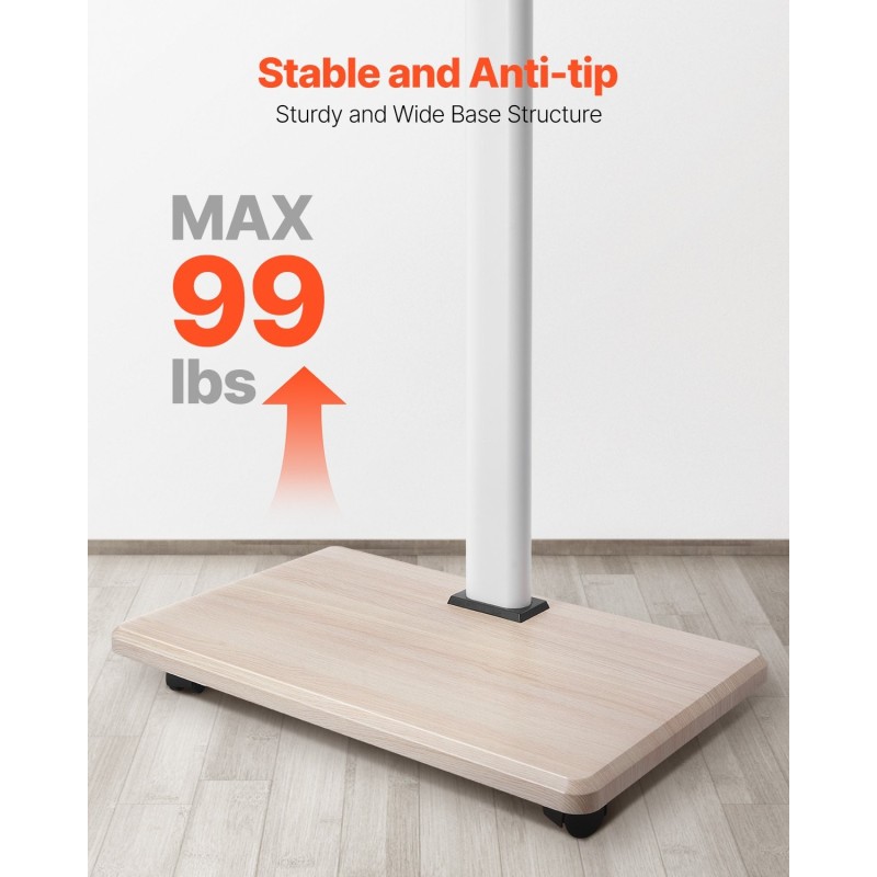 Manuaalinen teräslattiateline televisiolle 32–70 tuumaa 45 kg siirrettävä pyörillä