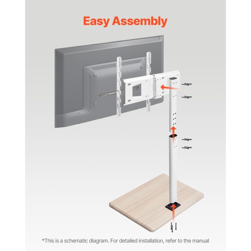 Manuaalinen teräslattiateline televisiolle 32–70 tuumaa 45 kg siirrettävä pyörillä