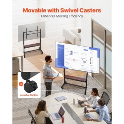 Manuaalinen lattiateline televisiolle teräs 55–100 tuuman pyörillä VESA 800 x 600 mm