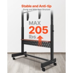 Manuaalinen lattiateline televisiolle teräs 55–100 tuuman pyörillä VESA 800 x 600 mm