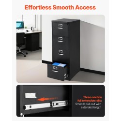 Pystykaappi metallinen 4 laatikkoa lukittava eri asiakirjakokoille