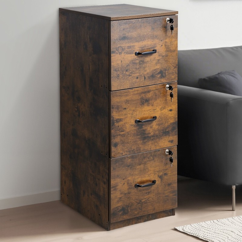 Pystysuuntainen arkistokaappi 3-laatikkoinen lukittava säädettävällä ripustuskiskolla koti- ja toimistokäyttöön