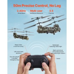 Kauko-ohjattava helikopteri iskunkestävä ABS-runko 350 mm litiumakku 2.4 GHz 8-vuotiaille LED-valoilla