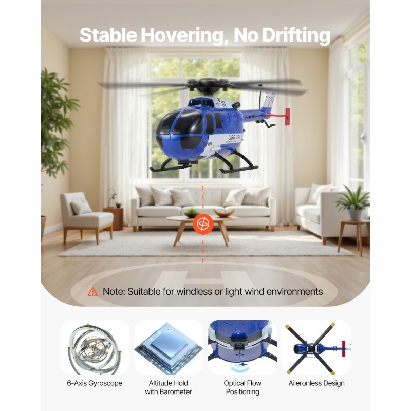 Radio-ohjattava helikopteri 2,4 GHz 4-kanavainen muovirunko 350 mAh akku 8-vuotiaille