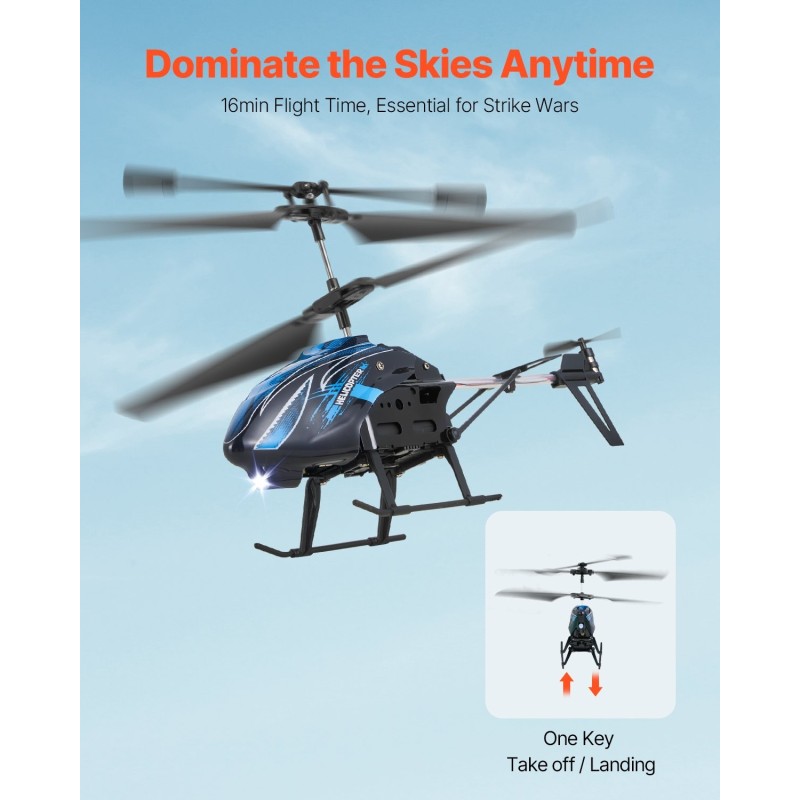 Kauko-ohjattava helikopteri tarkka kauko-ohjaus gyroskooppi LED-valot vaihdettava akku 8+