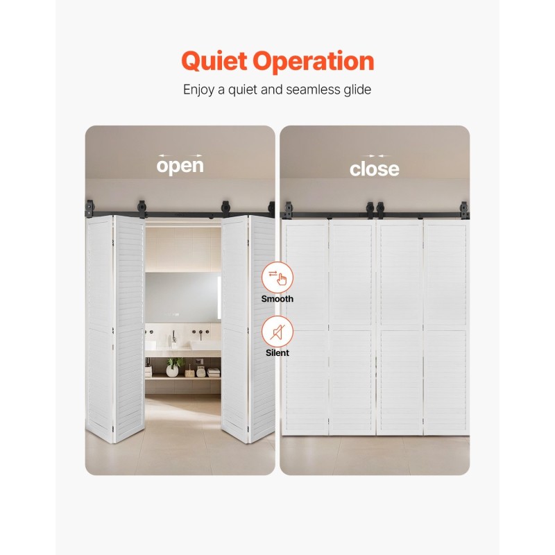 Liukuovikiskosarja hiiliteräksinen 76 tuuman kaksiosainen taittuva neljälle ovelle musta