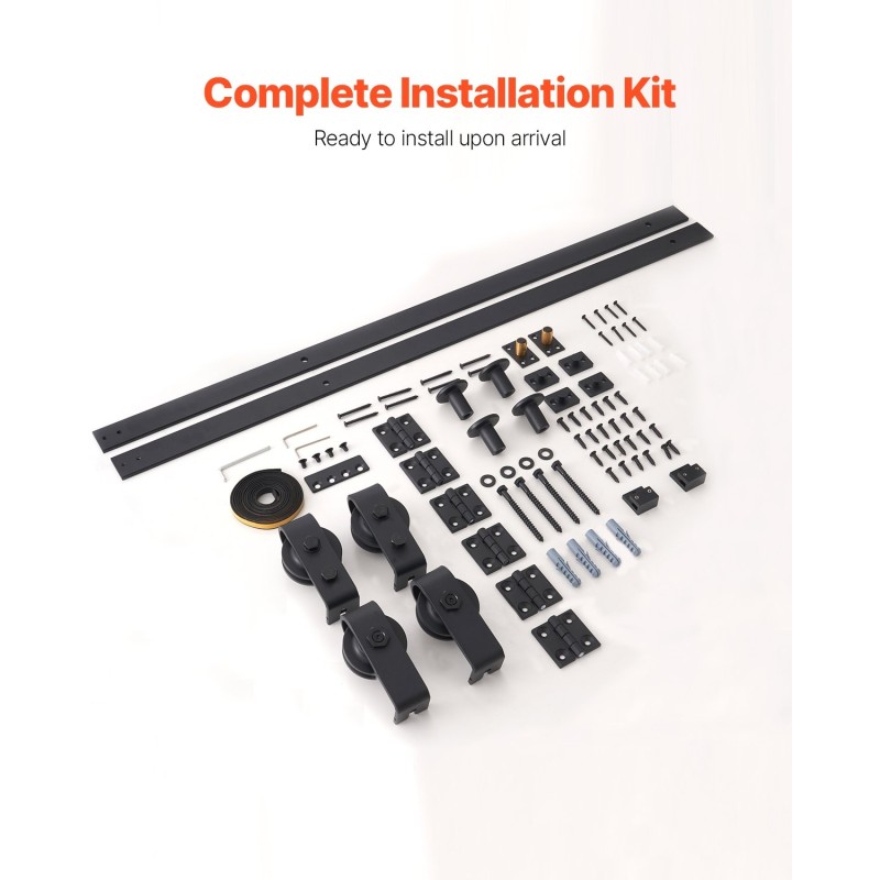 Liukuovikiskosarja hiiliteräksinen 76 tuuman kaksiosainen taittuva neljälle ovelle musta