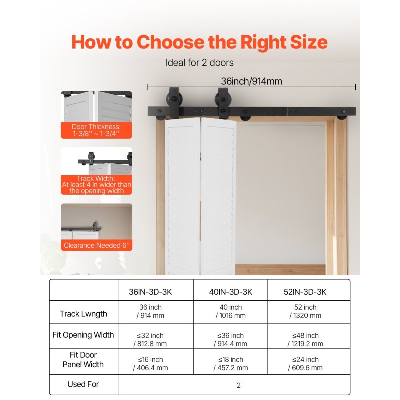 Kaksiosainen liuku- ja taitto-oven kiskosarja hiiliteräksinen 914 mm 150 kg musta