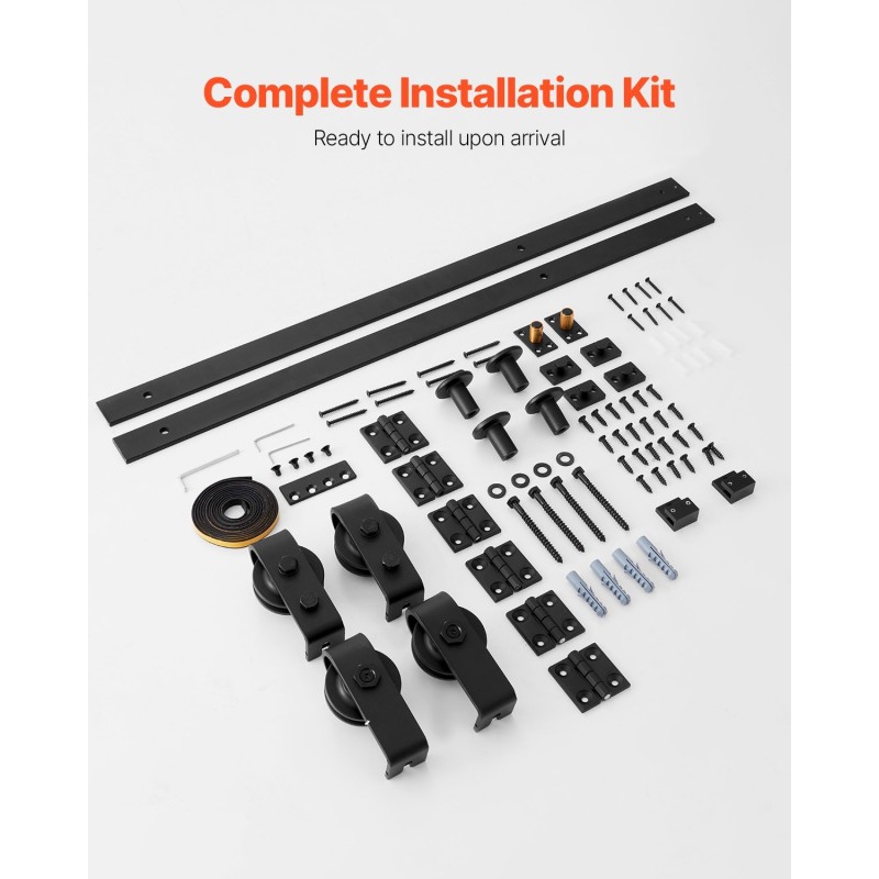 Taittuva liukuoven kiskosarja hiiliteräs 1626 mm 150 kg musta