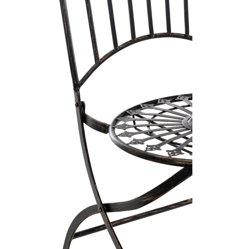 Nostalginen taittuva rautainen puutarhatuoli antiikkipatinalla