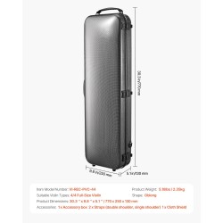 4/4-viulukotelo komposiitti-hiilikuituinen kevyt vedenkestävä kaksinkertaiset olkahihnat jousille ja tarvikkeille