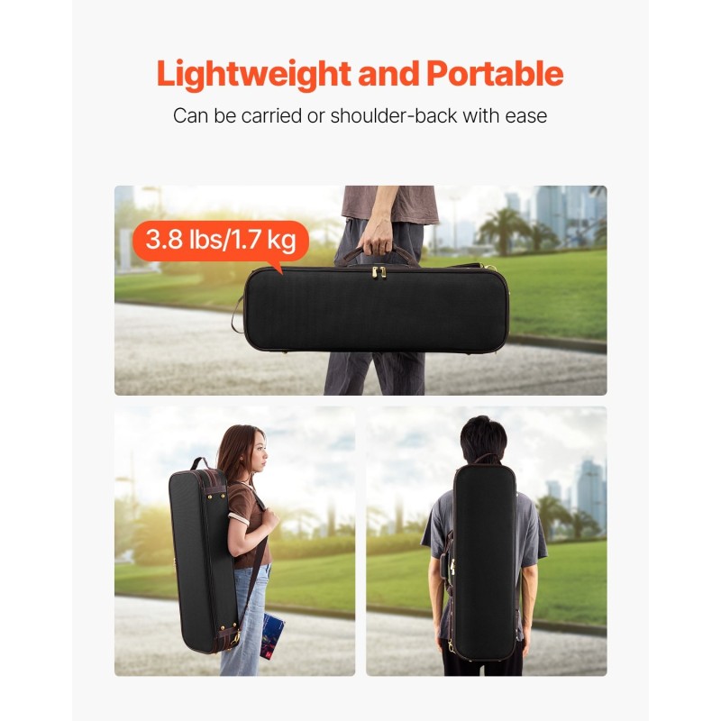 Viulukotelo 4/4 kokoinen kestävä nailonkangas plyyshinen sisus sisäänrakennettu hygrometri kaksinkertaiset olkahihnat