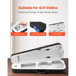 Viulukotelo 4/4 vedenpitävä nailonpintainen pehmeällä plyysivuorella musta