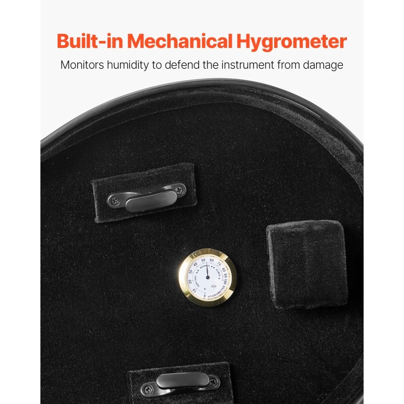 4/4-kokoinen viulukotelo komposiittipinnalla plyysivuorella sisäänrakennetulla kosteusmittarilla kaksinkertaisilla olkahihnoilla