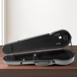 4/4-kokoinen viulukotelo komposiittipinnalla plyysivuorella sisäänrakennetulla kosteusmittarilla kaksinkertaisilla olkahihnoilla