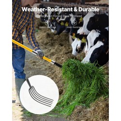 Puutarhatalikko 5-piikkinen mangaaniteräspää lasikuituvarsi 1450 mm ergonominen Y-kahva