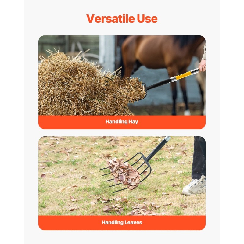 Puutarhatalikko 5-piikkinen mangaaniteräspää lasikuituvarsi 1450 mm ergonominen Y-kahva